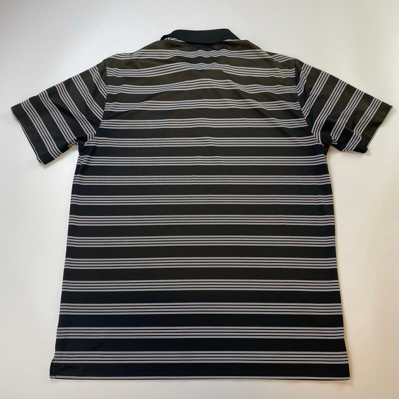 Nike Golf Polo Shirt Large Black White Stripe Tour Performance Athletic Sporty - Picture 2 of 14